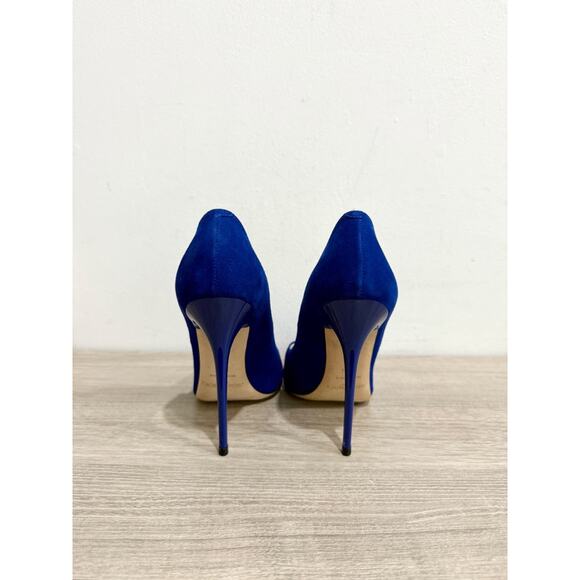 Jimmy Choo Suede Pointy Toe Stilettos Heel Pumps Royal Blue Women's EU 37.5 - Picture 6 of 8